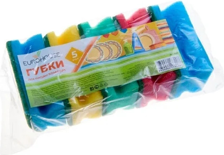 Изображение товара Набор губок для мытья посуды EuroHouse Комфорт ЕВ 9069 (5шт)