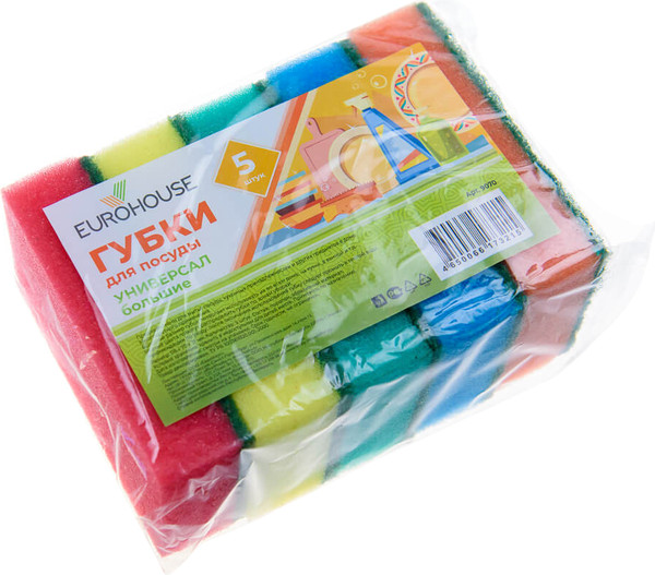 Изображение товара Набор губок для мытья посуды EuroHouse ЕВ 9070 (5шт)