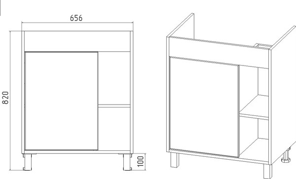 Изображение товара Тумба с умывальником Viant Бостон Como 70 / VBOS70CO-T1ST+S-UM-COM70/1-w