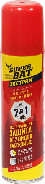 Изображение товара Спрей от насекомых Наповал Super Bat Экстрим 7 в 1 (150мл)