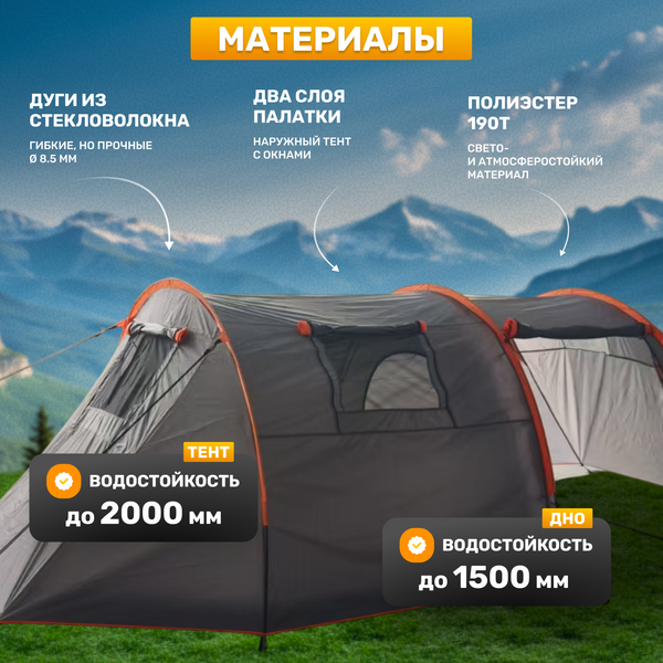 Изображение товара Палатка Sundays ZC-TT015 (темно-серый/оранжевый)