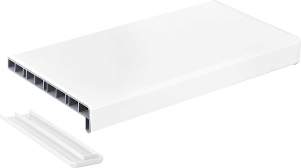 Изображение товара Подоконник Витраж Дизайн Премиум с заглушкой 350x2200 (белый сатин)