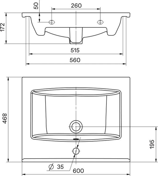 Изображение товара Тумба с умывальником Viant Люксембург Элина 60 / VLUX60ELCH-T2YP (черный)+1WH501606