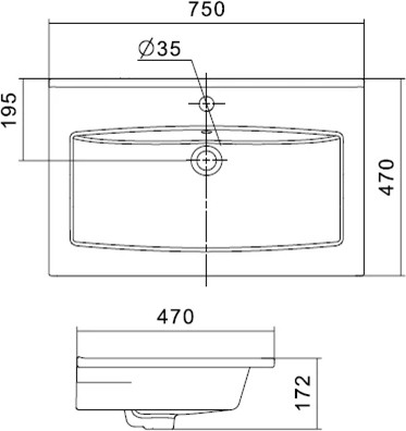 Изображение товара Тумба с умывальником Viant Люксембург Элина 75 / VLUX75ELD-T2YP (дерево)+WH501619