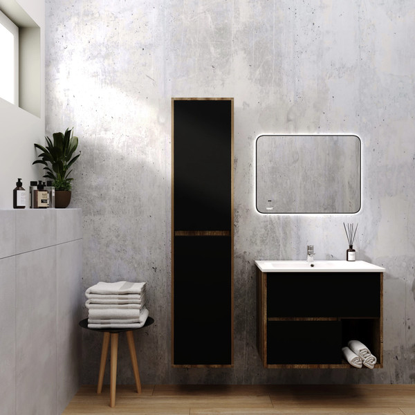 Изображение товара Тумба с умывальником Viant Люксембург Элина 75 / VLUX75ELCH-T2YP (черный)+WH501619