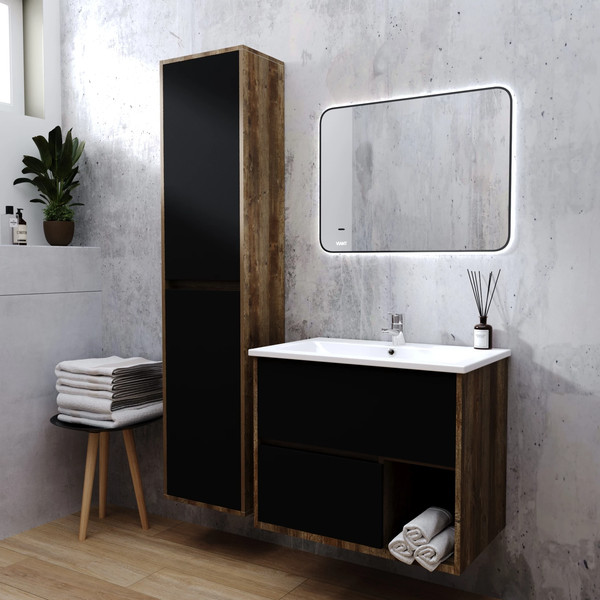 Изображение товара Тумба с умывальником Viant Люксембург Элина 75 / VLUX75ELCH-T2YP (черный)+WH501619