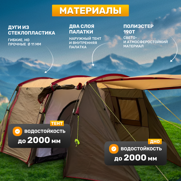 Изображение товара Палатка Sundays ZC-TT105-4 (серебристый/коричневый край)