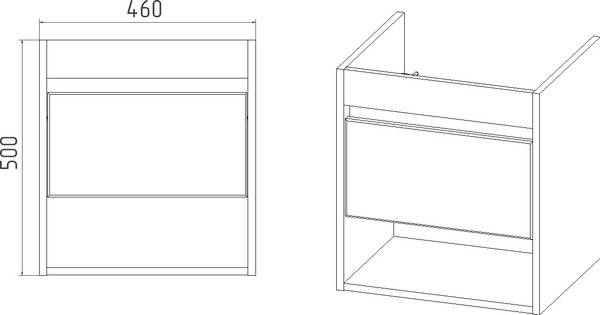 Изображение товара Тумба с умывальником Viant Бостон Como 50 / VBOS50COG-T1YP+S-UM-COM50/1-w