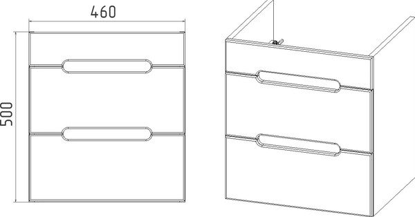 Изображение товара Тумба с умывальником Viant Марсель Como 50 / VMAR50CO-T2YP+S-UM-COM50/1-w