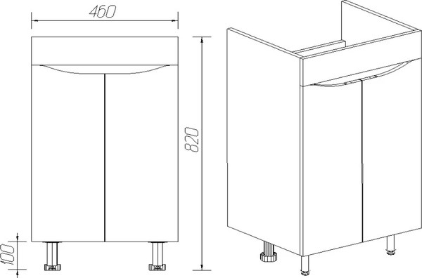 Изображение товара Тумба с умывальником Viant Рим Como 50 / VRIM50CO-T2ST+S-UM-COM50/1-w