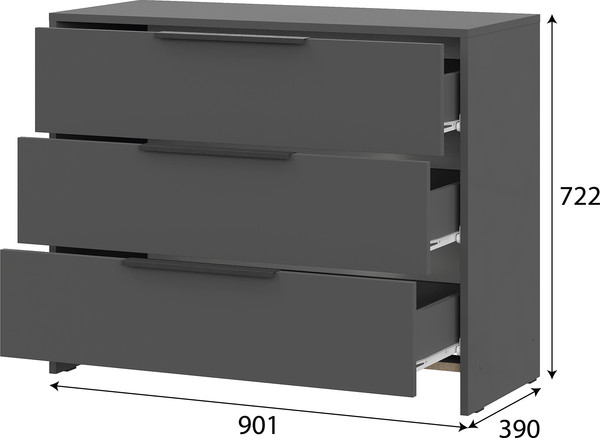 Изображение товара Комод Mio Tesoro Камелия 1К 3 ящика (графит серый)
