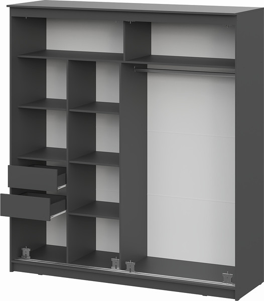 Изображение товара Шкаф-купе NN мебель К №25 2.0м Блэк Лайт (графит серый/лакобель/черный матовый)