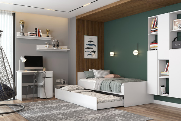 Изображение товара Дополнительное выдвижное спальное место NN мебель Токио К (белый текстурный)