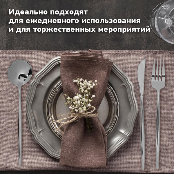 Изображение товара Набор столовых приборов Daswerk Unique / 609072 (24шт, серебристый)