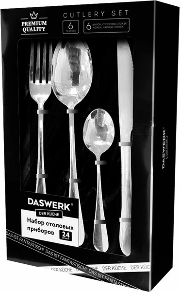 Изображение товара Набор столовых приборов Daswerk Premium / 609073 (24шт, серебристый)