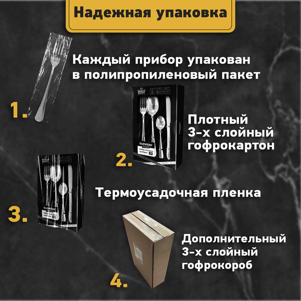 Изображение товара Набор столовых приборов Daswerk Premium / 609073 (24шт, серебристый)