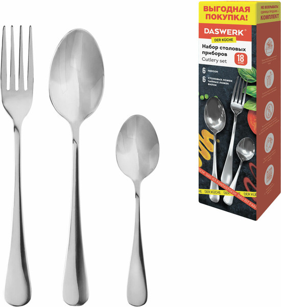 Изображение товара Набор столовых приборов Daswerk Standard / 609074 (18шт, серебристый)
