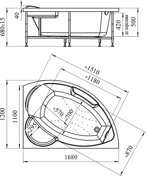 Изображение товара Ванна акриловая Radomir 168х120 Алари Релакс / 2-80-2-1-0-218 (с гидромассажем, правый)