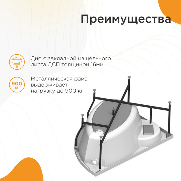Изображение товара Ванна акриловая Radomir 168х120 Алари Релакс / 2-80-2-1-0-218 (с гидромассажем, правый)