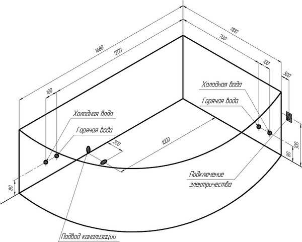 Изображение товара Ванна акриловая Radomir 168х120 Алари Релакс / 2-80-2-1-0-218 (с гидромассажем, правый)