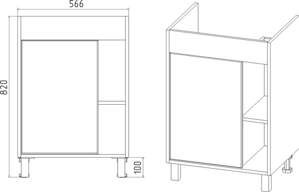 Изображение товара Тумба с умывальником Viant Бостон Como 60 / VBOS60CO-T1ST+S-UM-COM60/1-w