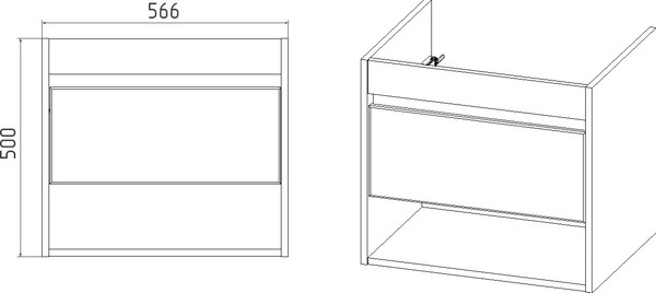 Изображение товара Тумба с умывальником Viant Бостон Como 60 / VBOS60CO-T1YP+S-UM-COM60/1-w