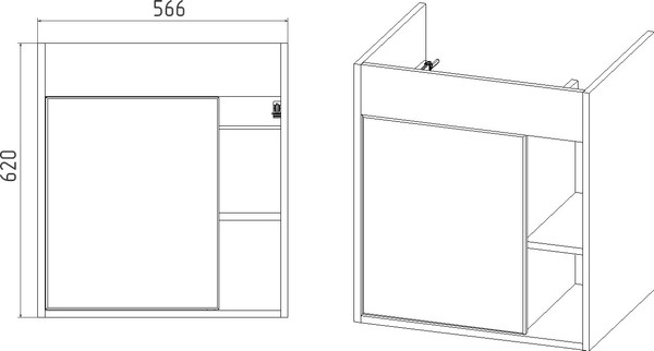 Изображение товара Тумба с умывальником Viant Бостон Como 60 / VBOS60COG-T1STP+S-UM-COM60/1-w