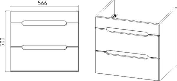 Изображение товара Тумба с умывальником Viant Марсель Como 60 / VMAR60COG-T2YP+S-UM-COM60/1-w