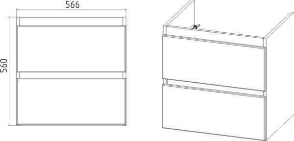 Изображение товара Тумба с умывальником Viant Мальта Como 60 / VMAL60CO-T2YP+S-UM-COM60/1-w