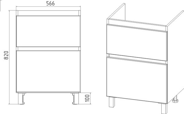 Изображение товара Тумба с умывальником Viant Мальта Como 60 / VMAL60CO-T2Y+S-UM-COM60/1-w
