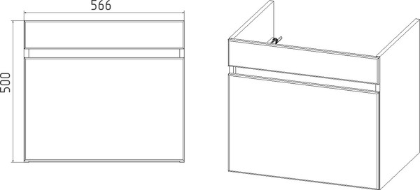 Изображение товара Тумба с умывальником Viant Мальта Como 60 / VMAL60CO-T1YP+S-UM-COM60/1-w