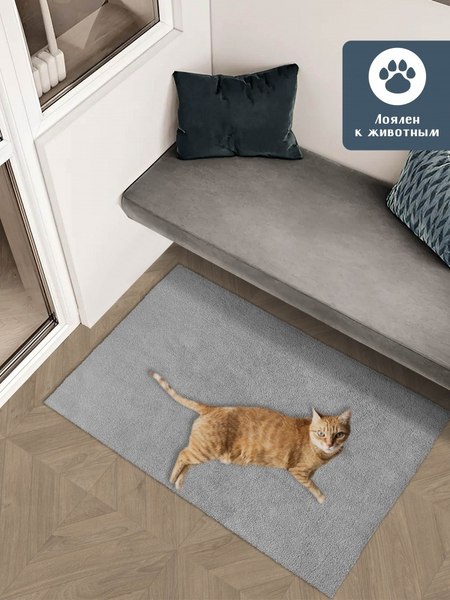 Изображение товара Коврик Shahintex Нанохлопок 40x60 / 858019 (пепельный 05)