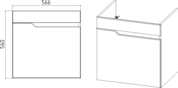 Изображение товара Тумба с умывальником Viant Куба Como 60 / VKUB60CO-T1STP+S-UM-COM60/1-w
