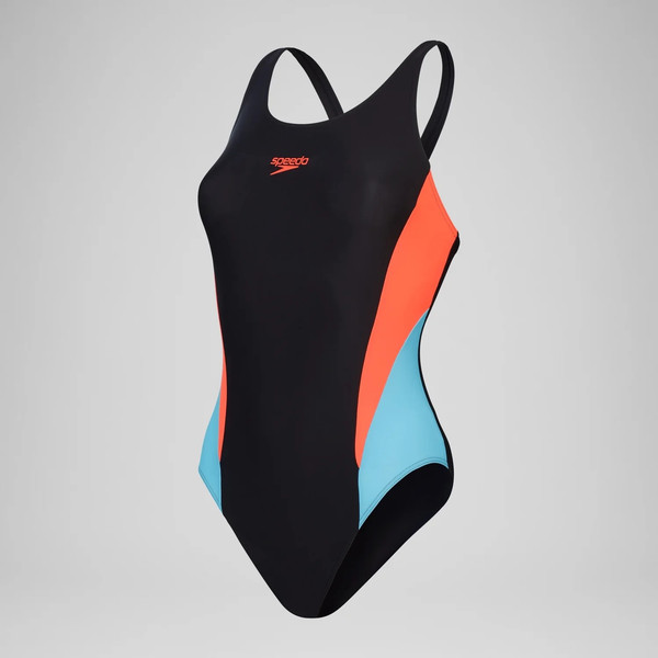 Изображение товара Купальник для плавания Speedo Colourblock 2.0 Muscleback / 8-00424817558 (р.36, черный/бирюзовый/коралловый)