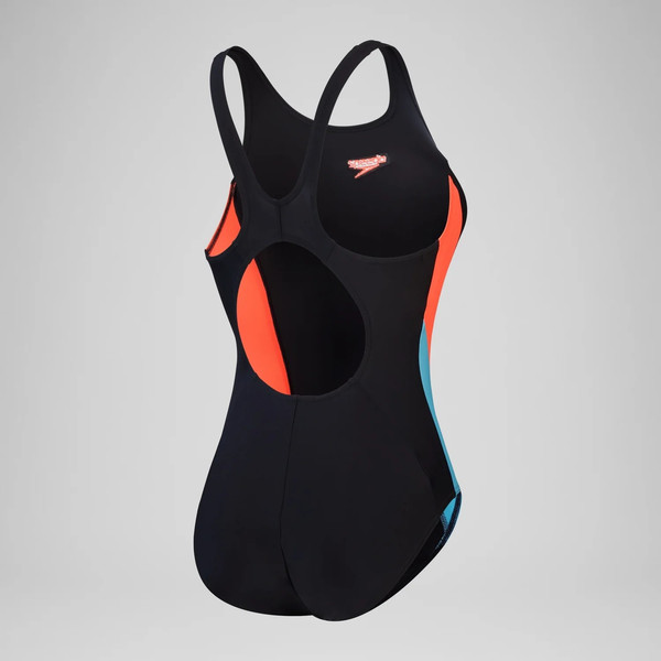 Изображение товара Купальник для плавания Speedo Colourblock 2.0 Muscleback / 8-00424817558 (р.40, черный/бирюзовый/коралловый)