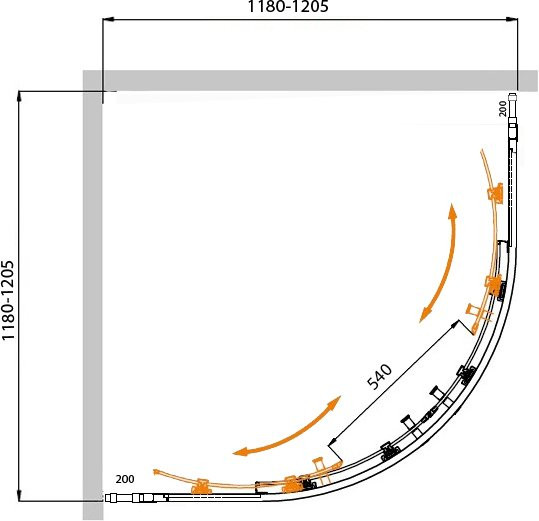 Изображение товара Душевой уголок Cezares MOLVENO-R-22-100+20-C-BORO-IV