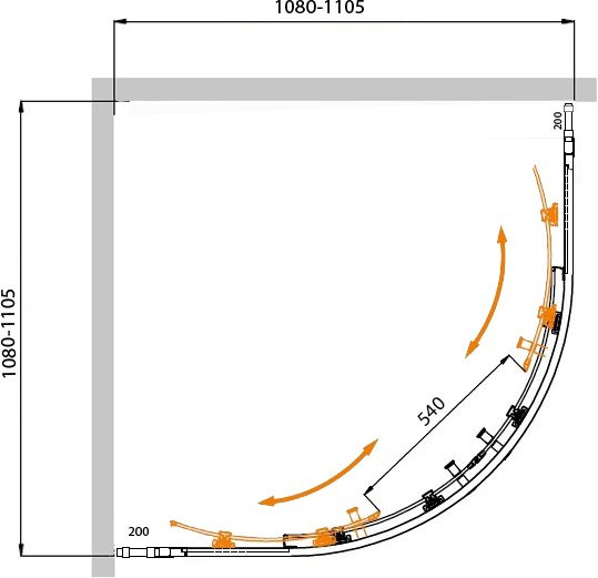 Изображение товара Душевой уголок Cezares MOLVENO-R-22-90+20-C-GM-IV