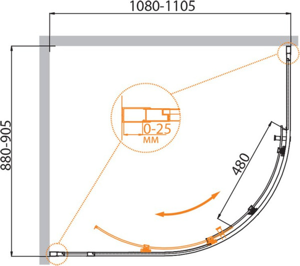 Изображение товара Душевой уголок Cezares MOLVENO-RH-1-110/90-C-GM-IV