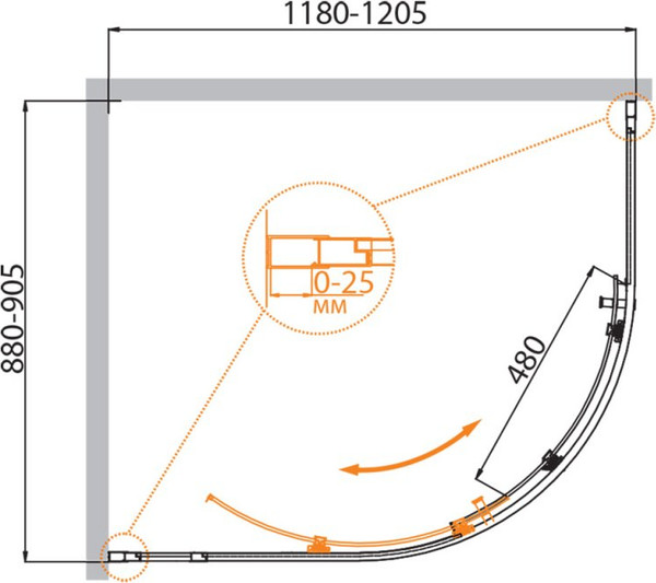 Изображение товара Душевой уголок Cezares MOLVENO-RH-1-120/90-C-BORO-IV
