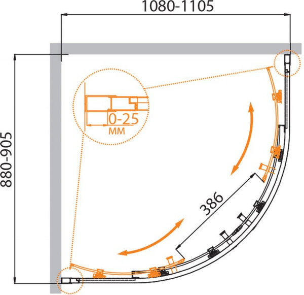 Изображение товара Душевой уголок Cezares MOLVENO-RH-2-110/90-C-GM-IV