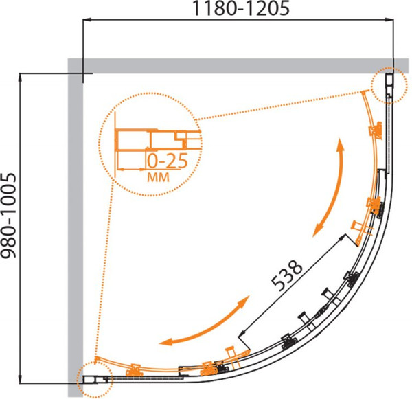 Изображение товара Душевой уголок Cezares MOLVENO-RH-2-120/100-C-GM-IV