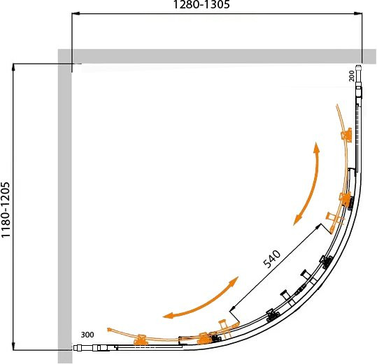 Изображение товара Душевой уголок Cezares MOLVENO-RH-22-130/120-C-GM-IV