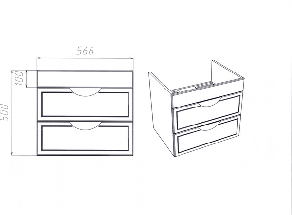 Изображение товара Тумба с умывальником Viant Лима Como 60 / VLIM60CO-T2YP+S-UM-COM60/1-w