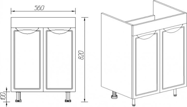 Изображение товара Тумба с умывальником Viant Лима Como 60 / VLIM60CO-T2ST+S-UM-COM60/1-w