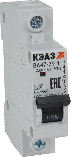 Изображение товара Выключатель автоматический КЭАЗ ВА47-29-1C50-УХЛ3 (4.5кА) / 318205