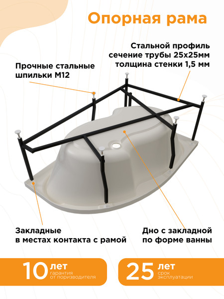Изображение товара Ванна акриловая Radomir Ирма Терапия 169x110 с полотенцедержателем / 2-81-2-2-0-217 (с гидромассажем, правый)