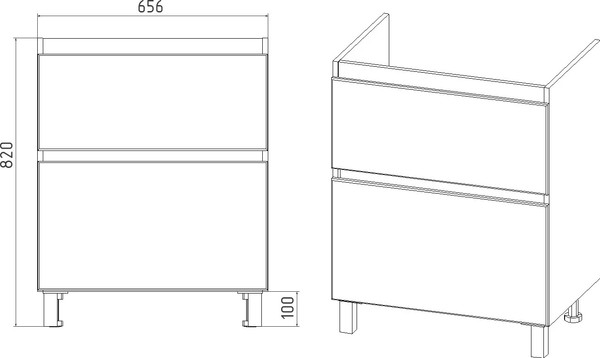 Изображение товара Тумба с умывальником Viant Мальта Como 70 / VMAL70CO-T2Y+S-UM-COM70/1-w