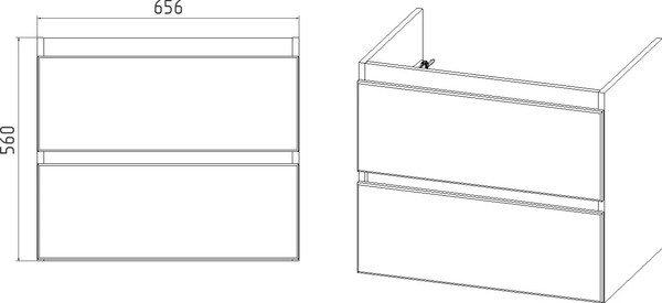 Изображение товара Тумба с умывальником Viant Мальта Como 70 / VMAL70COBEL-T2YP+S-UM-COM70/1-w