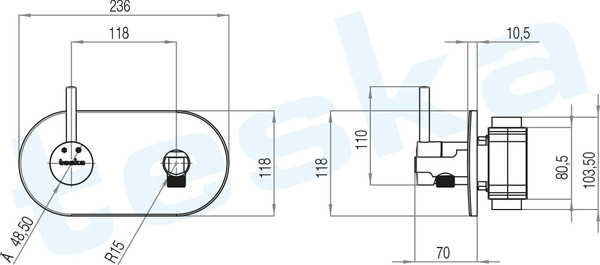 Изображение товара Гигиенический душ со смесителем Teska Alia BTK6600