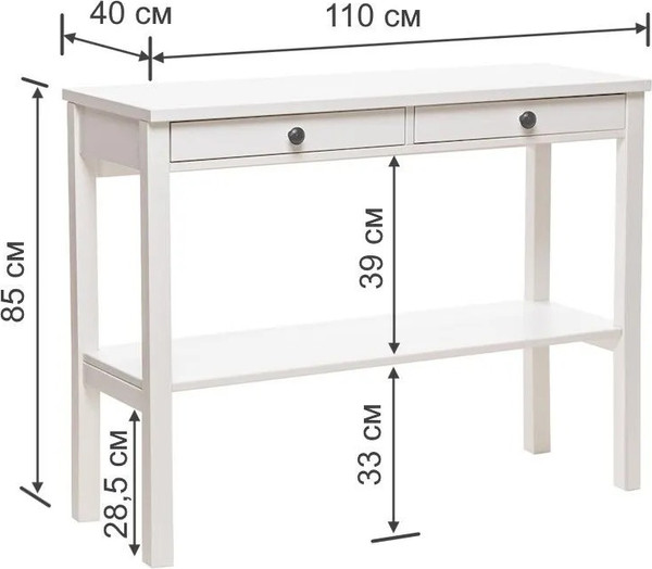 Изображение товара Консольный столик ММЦ Кантри 110x40 (белый лак)